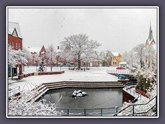 Osterolz-Scharmbeck - der Marktplatz im Schnee